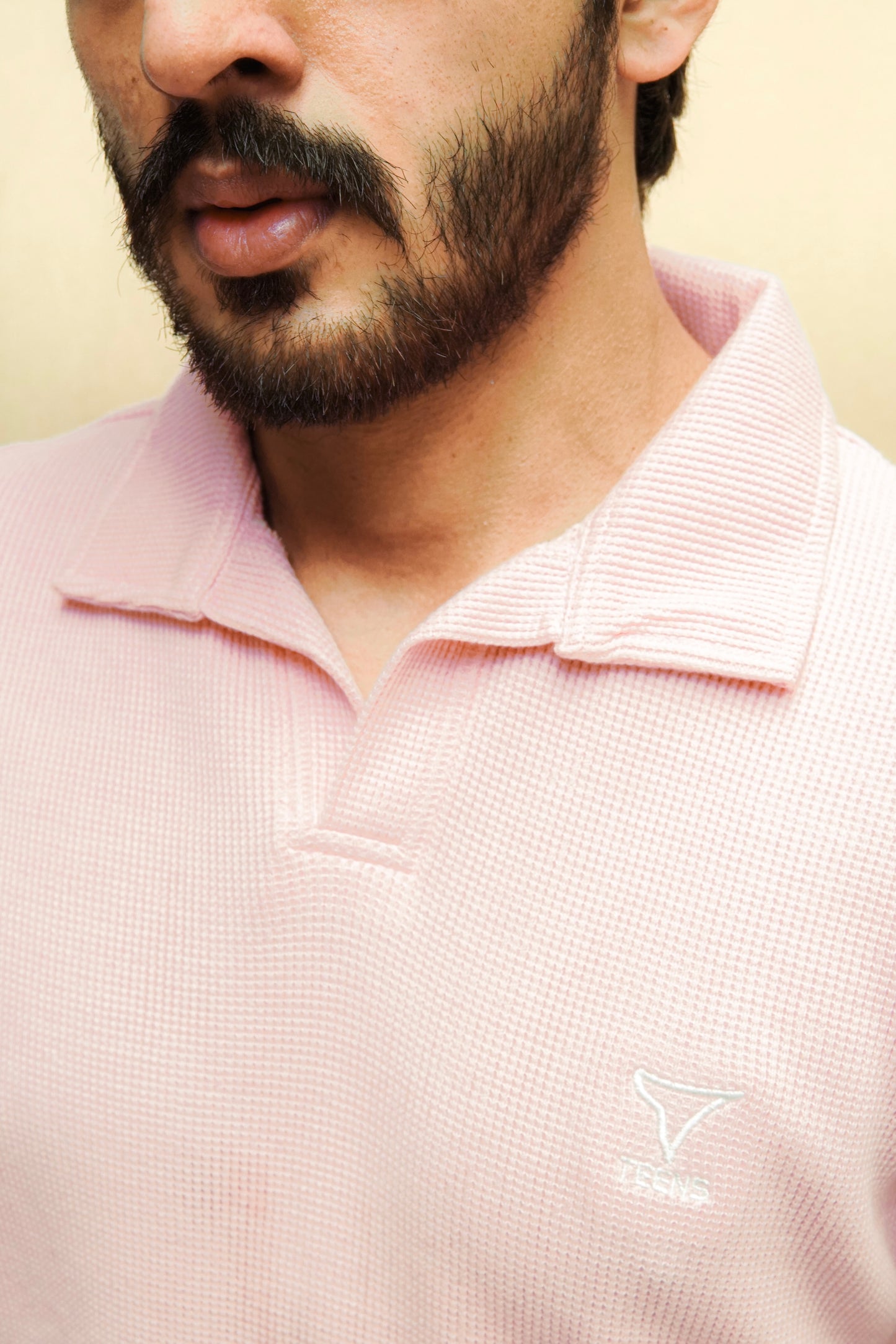Pink Waffle Knitted polo