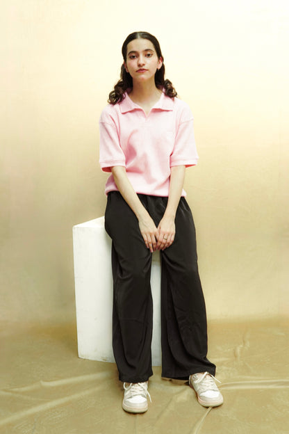 Pink Waffle Knitted polo